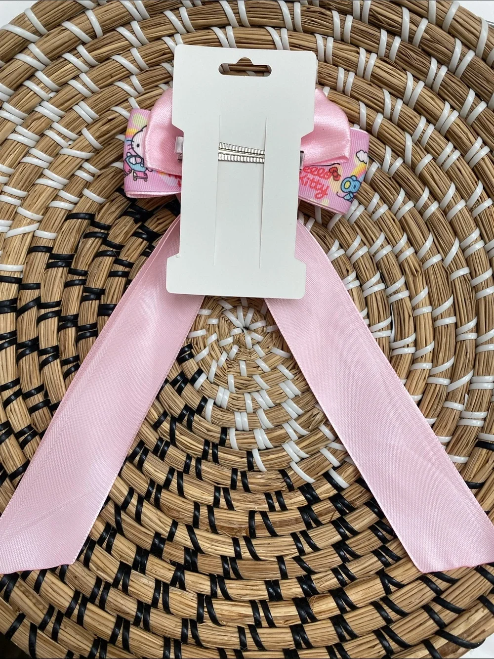 Hello Kitty Light Pink Satin Ribbon Bow with Character Print